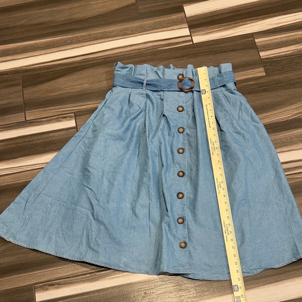 Live 4 Truth A-Line Blue Skirt with Button Accents